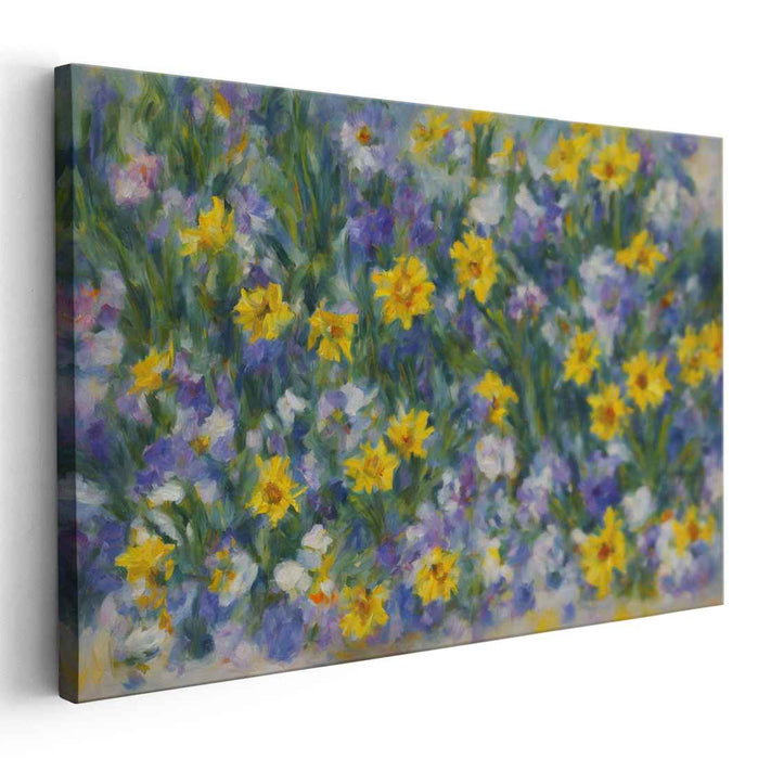 Swaying Petals Symphony: Lush Impressionist Garden Canvas Art