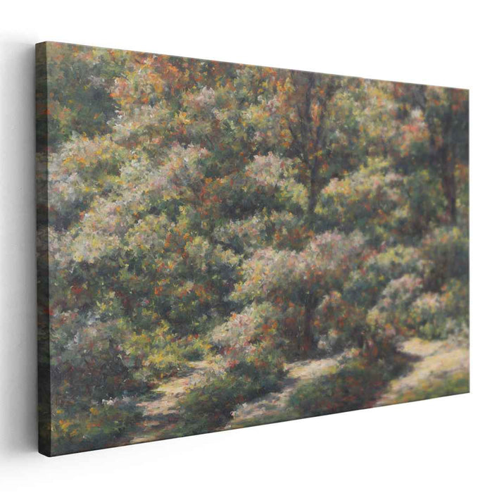 Dotting the Horizon: Impressionist Pointillist Landscape Canvas Art Print
