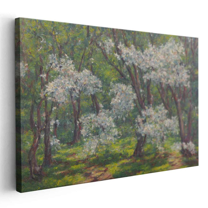 Orchard's Awakening: Blossoming Orchard Landscape Canvas Art