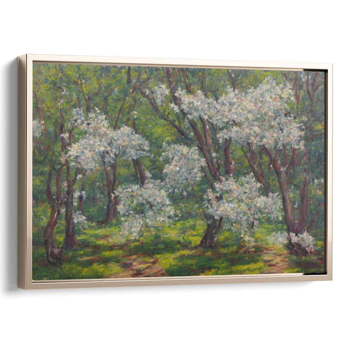 Orchard's Awakening: Blossoming Orchard Landscape Canvas Art