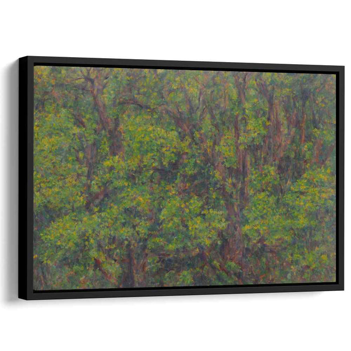 Dotted Verdant Foliage: Impressionist Pointillist Greenery Canvas Art