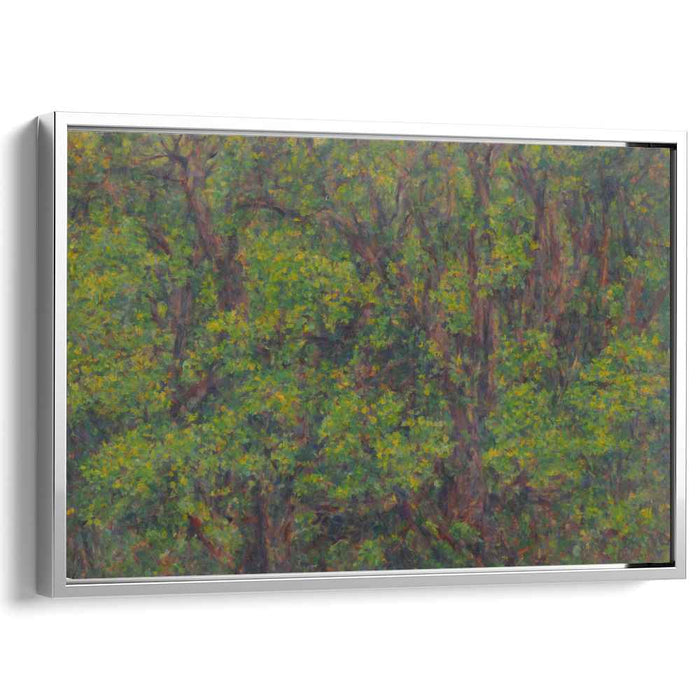 Dotted Verdant Foliage: Impressionist Pointillist Greenery Canvas Art