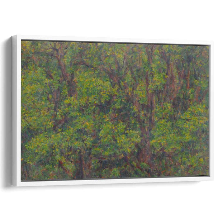 Dotted Verdant Foliage: Impressionist Pointillist Greenery Canvas Art