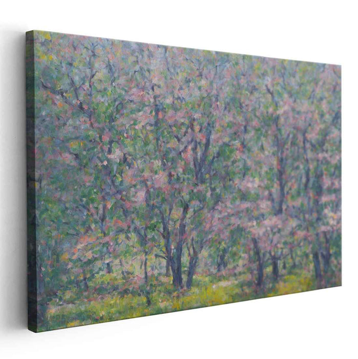 Orchard Symphony: Impressionist Blooming Orchard Canvas Art Print