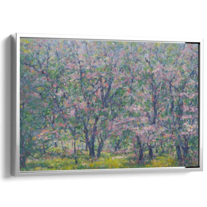 Orchard Symphony: Impressionist Blooming Orchard Canvas Art Print