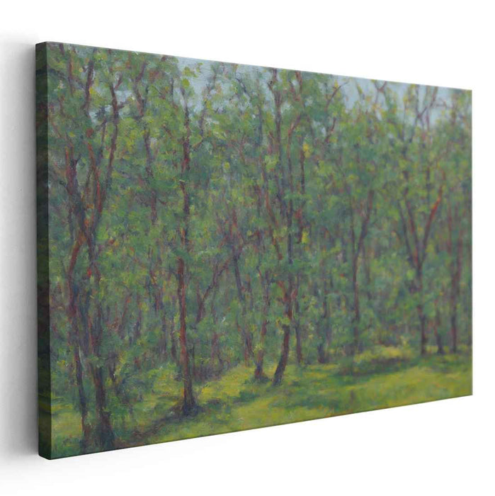 Emerald Foliage Illusion: Impressionist Greenery Canvas Art Print