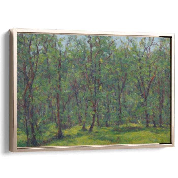 Emerald Foliage Illusion: Impressionist Greenery Canvas Art Print