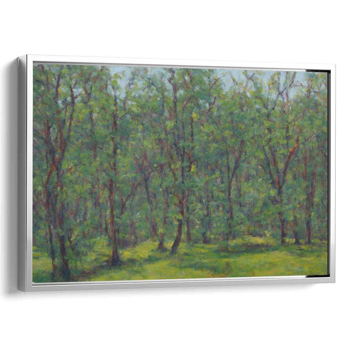 Emerald Foliage Illusion: Impressionist Greenery Canvas Art Print