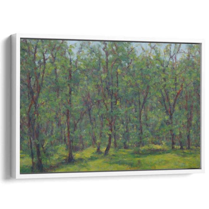 Emerald Foliage Illusion: Impressionist Greenery Canvas Art Print