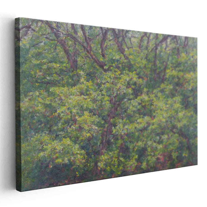 Green Whispers: Lush Forest Impressionist Canvas Art