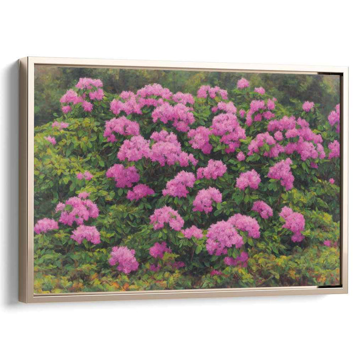 Blush Eden: Lush Pink Floral Landscape Canvas Art