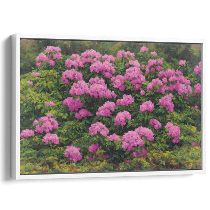 Blush Eden: Lush Pink Floral Landscape Canvas Art