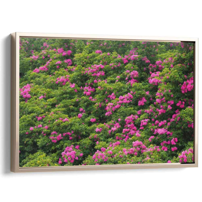 Fuchsia Canopy Harmony: Vibrant Pink Flowers in a Verdant Canopy