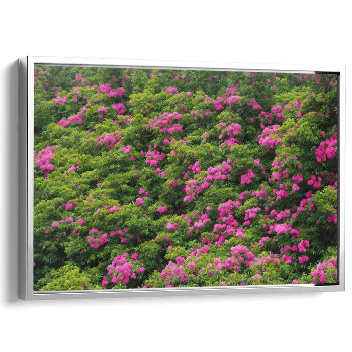 Fuchsia Canopy Harmony: Vibrant Pink Flowers in a Verdant Canopy