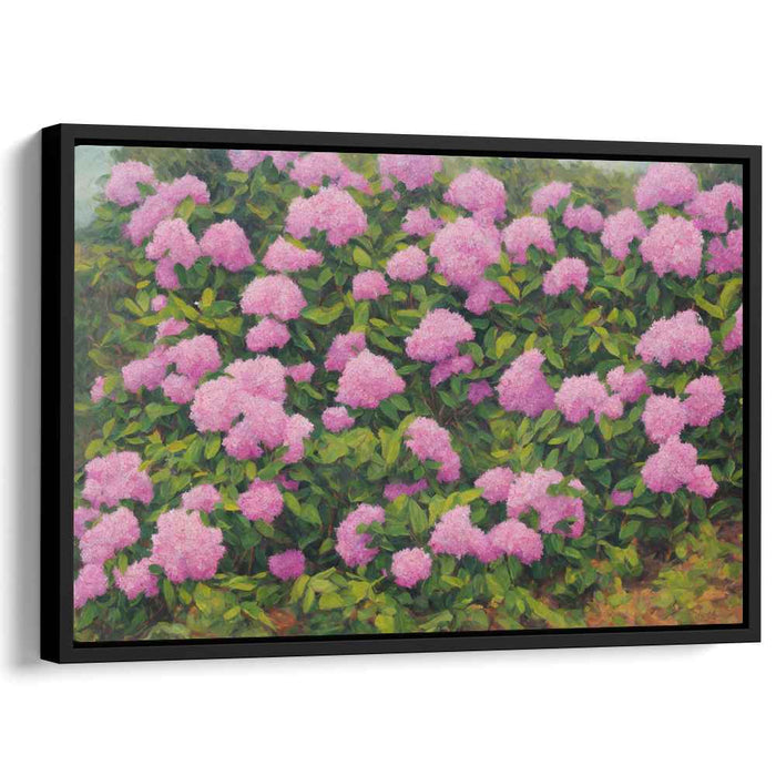 Dew-Kissed Blooms Dance: Realistic Hydrangea Garden Canvas Art Print