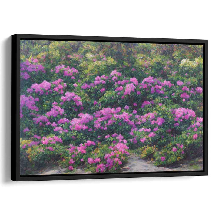 Brushstrokes Among Petal Swirls: Impressionist Garden of Vibrant Rhododendrons Canvas Art