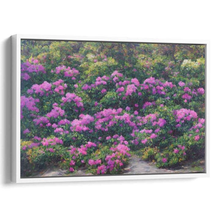 Brushstrokes Among Petal Swirls: Impressionist Garden of Vibrant Rhododendrons Canvas Art