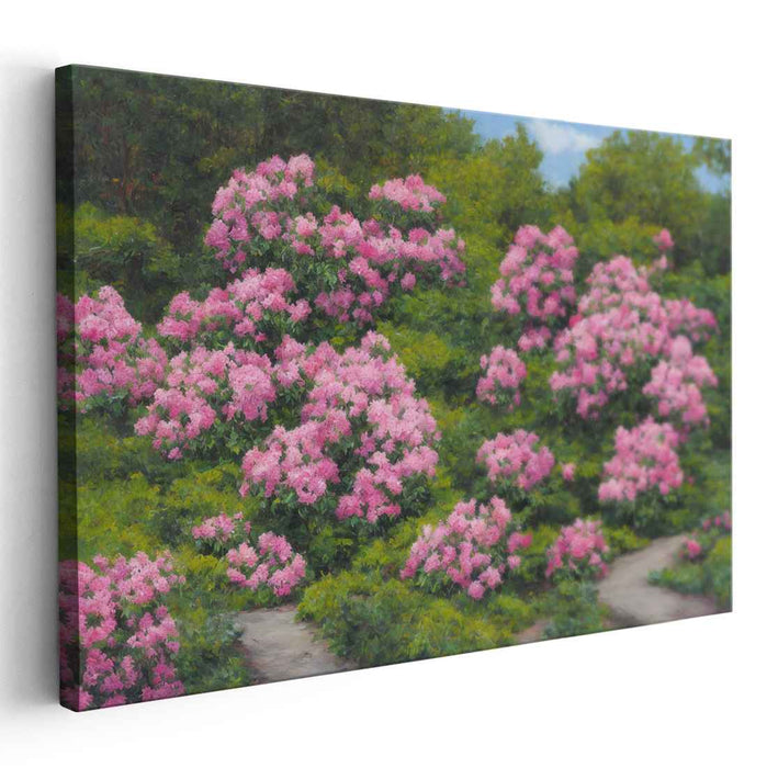 Zen Tranquility Blossoms: A Serene Garden Landscape Canvas Art Print