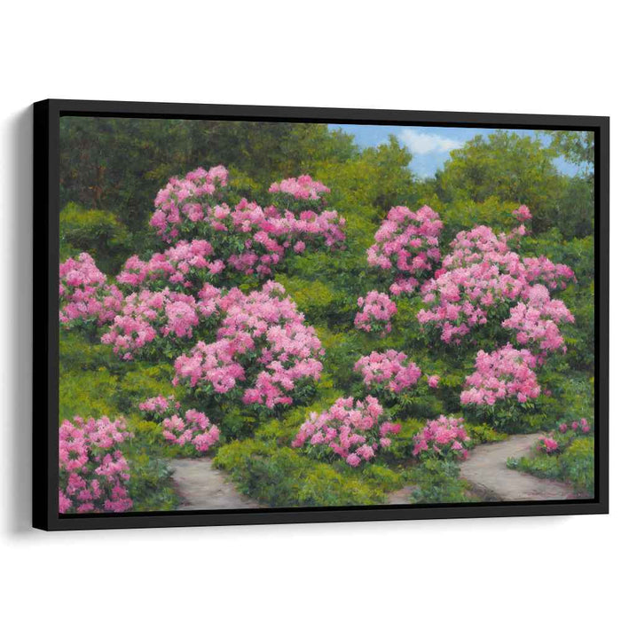 Zen Tranquility Blossoms: A Serene Garden Landscape Canvas Art Print