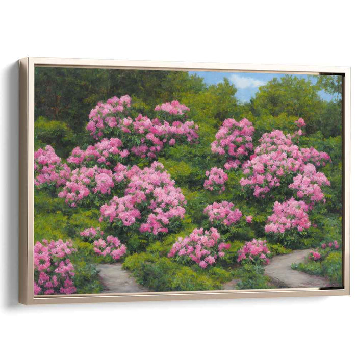 Zen Tranquility Blossoms: A Serene Garden Landscape Canvas Art Print