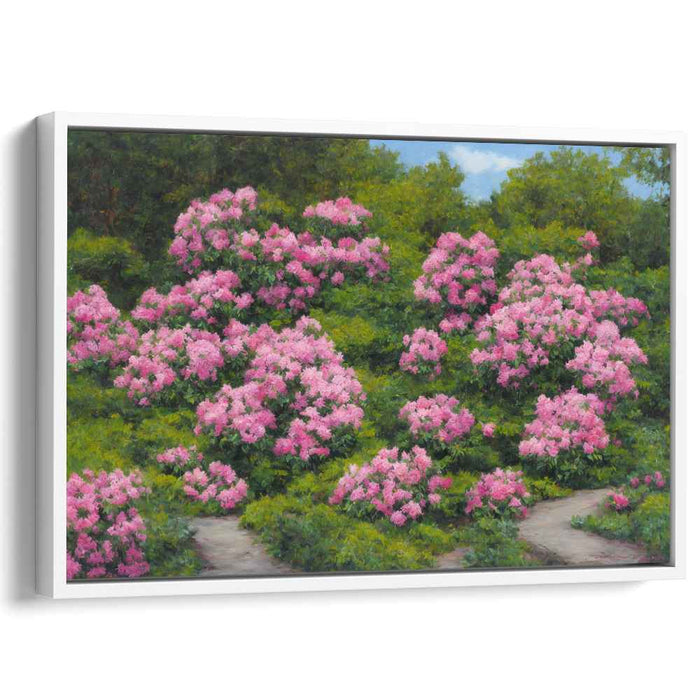 Zen Tranquility Blossoms: A Serene Garden Landscape Canvas Art Print