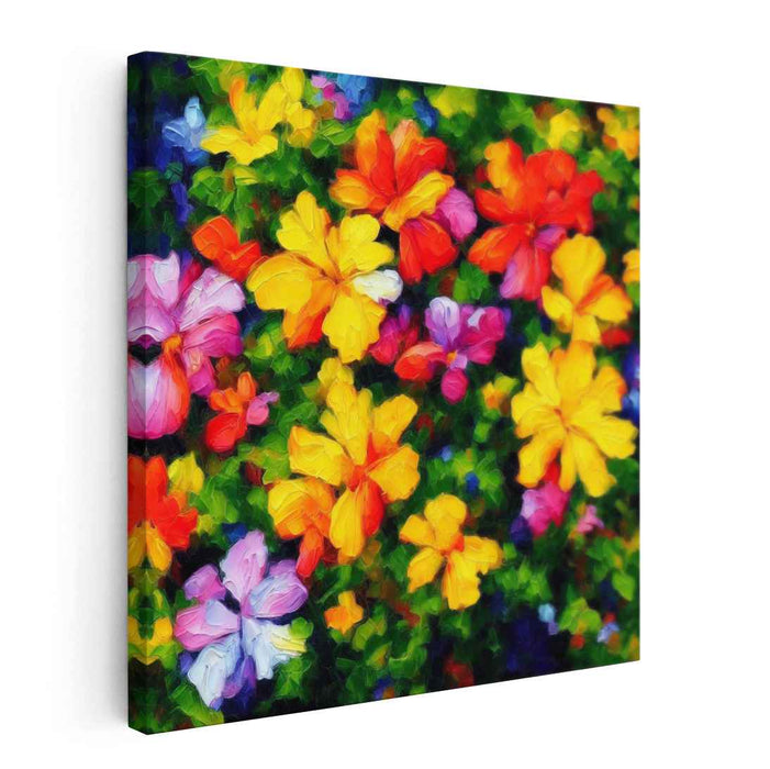 Botanical Radiance: Vibrant Garden Blooms Canvas Art Print