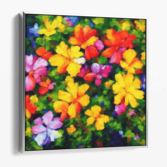 Botanical Radiance: Vibrant Garden Blooms Canvas Art Print