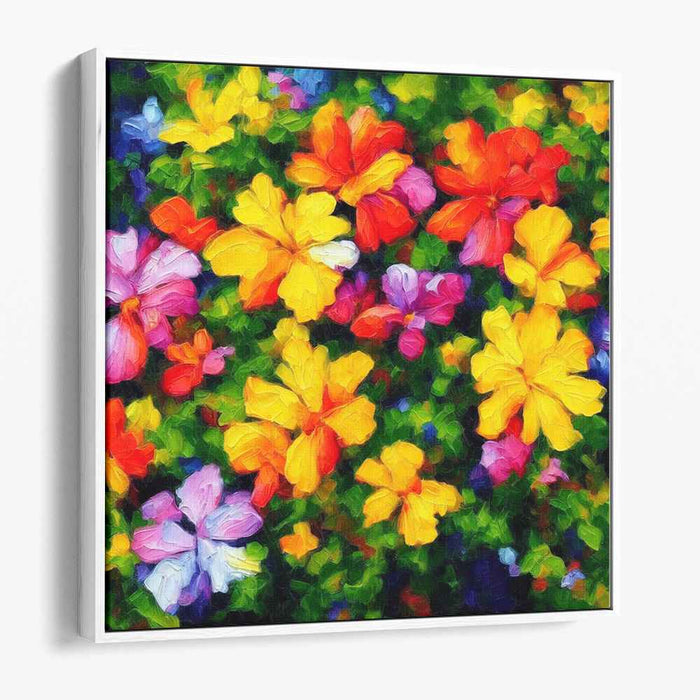 Botanical Radiance: Vibrant Garden Blooms Canvas Art Print