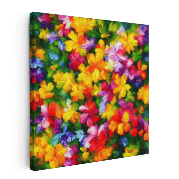 Echoes Of Colorful Blossoms: Vibrant Impressionist Garden Canvas Art Print