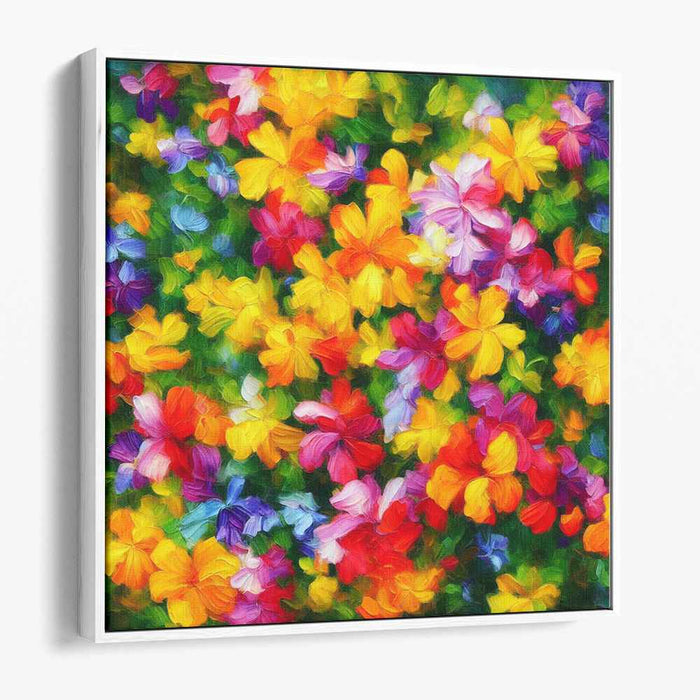 Echoes Of Colorful Blossoms: Vibrant Impressionist Garden Canvas Art Print