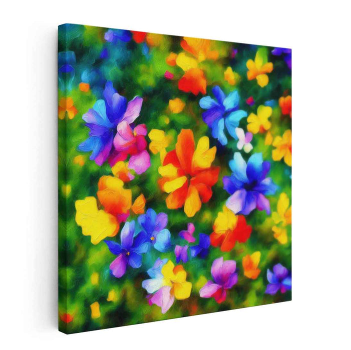 Blooms on a Happy Day: Vibrant Impressionist Floral Canvas Art Print