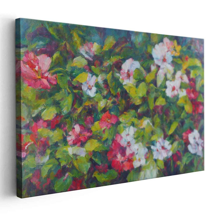 Fleeting Petal Whispers: Impressionist Hibiscus Flower Canvas Art Print