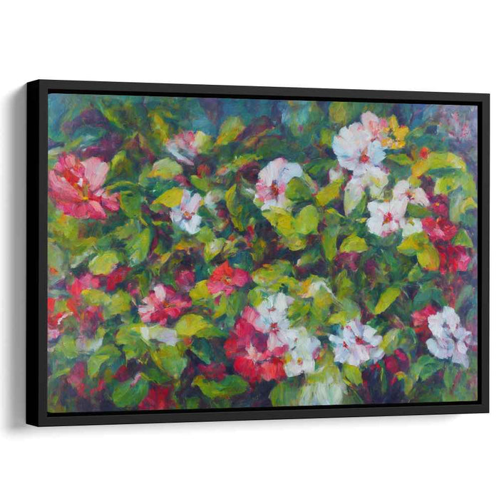 Fleeting Petal Whispers: Impressionist Hibiscus Flower Canvas Art Print