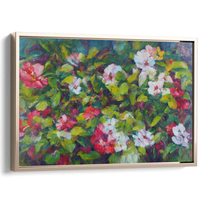 Fleeting Petal Whispers: Impressionist Hibiscus Flower Canvas Art Print