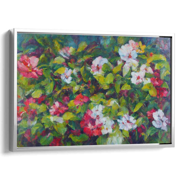 Fleeting Petal Whispers: Impressionist Hibiscus Flower Canvas Art Print