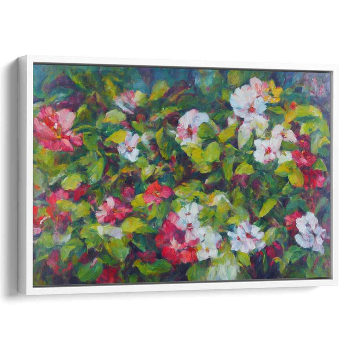 Fleeting Petal Whispers: Impressionist Hibiscus Flower Canvas Art Print