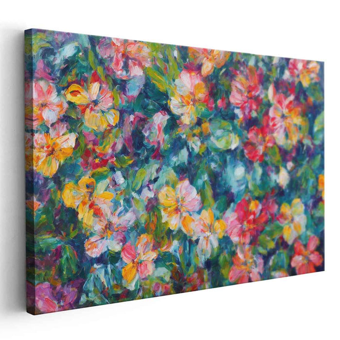 Velvet Whispers Bloom Fantasia: Lush Impressionist Garden Canvas Art