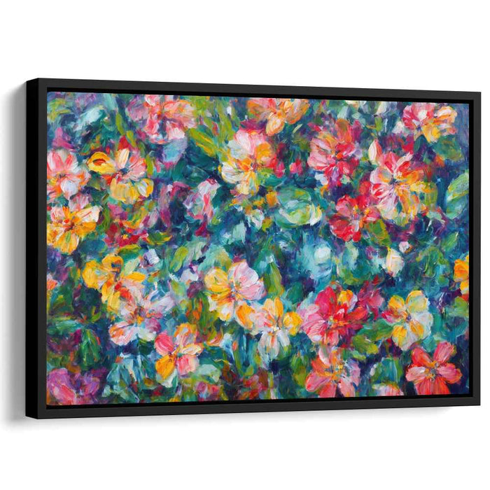 Velvet Whispers Bloom Fantasia: Lush Impressionist Garden Canvas Art