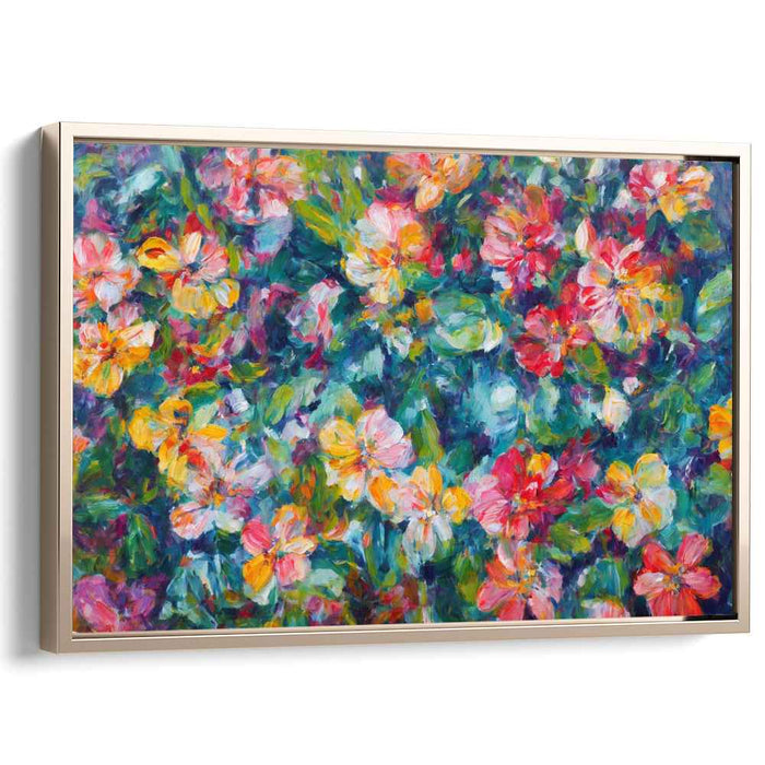 Velvet Whispers Bloom Fantasia: Lush Impressionist Garden Canvas Art