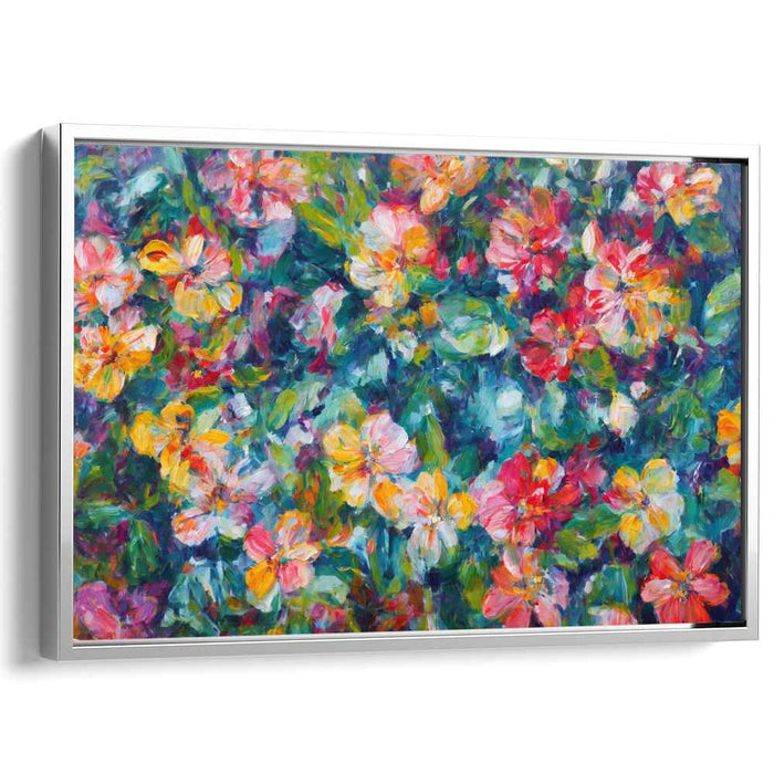 Velvet Whispers Bloom Fantasia: Lush Impressionist Garden Canvas Art