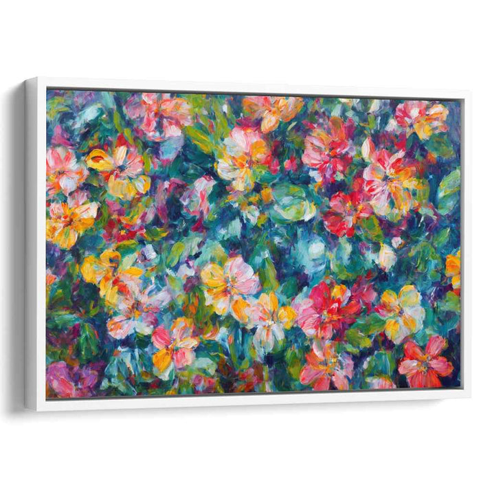 Velvet Whispers Bloom Fantasia: Lush Impressionist Garden Canvas Art
