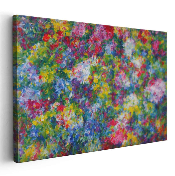 Dotting Bloomscape: Pointillist Garden Canvas Art Print