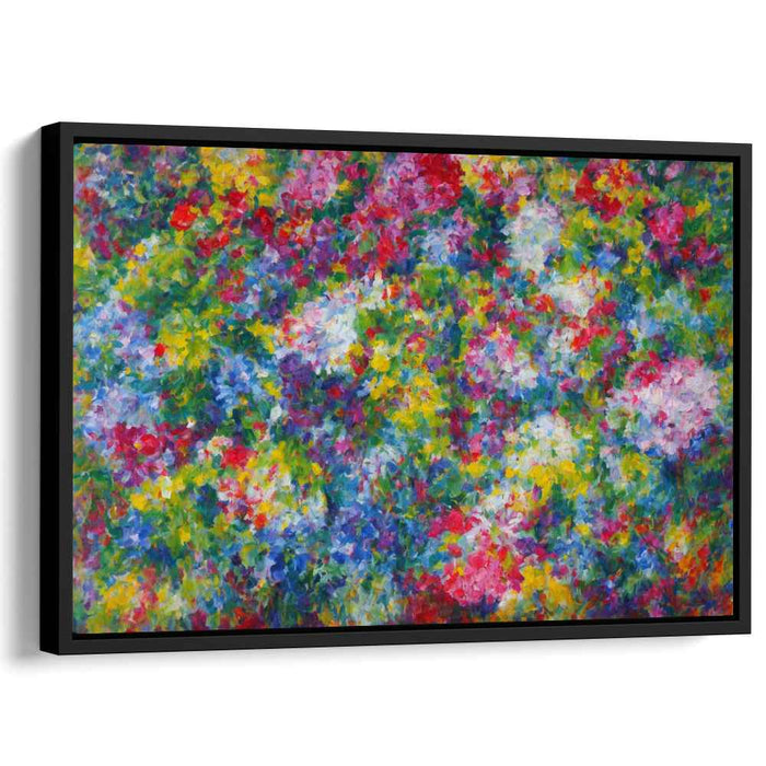 Dotting Bloomscape: Pointillist Garden Canvas Art Print