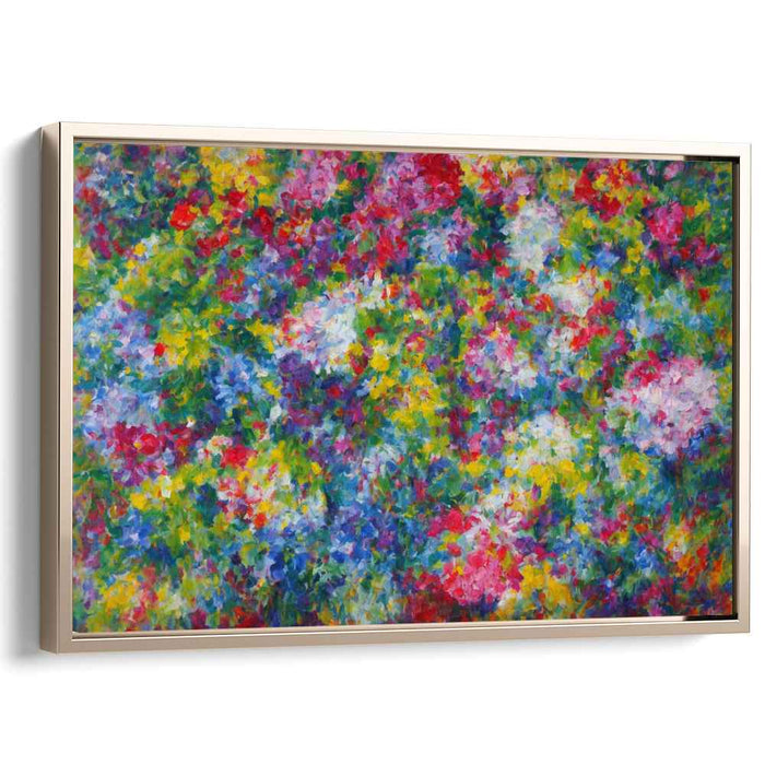 Dotting Bloomscape: Pointillist Garden Canvas Art Print