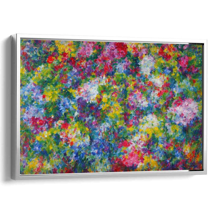 Dotting Bloomscape: Pointillist Garden Canvas Art Print