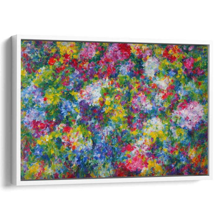Dotting Bloomscape: Pointillist Garden Canvas Art Print