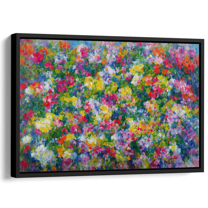 Stippled Bloomscape: Pointillist Garden Canvas Art Print