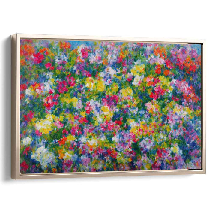 Stippled Bloomscape: Pointillist Garden Canvas Art Print