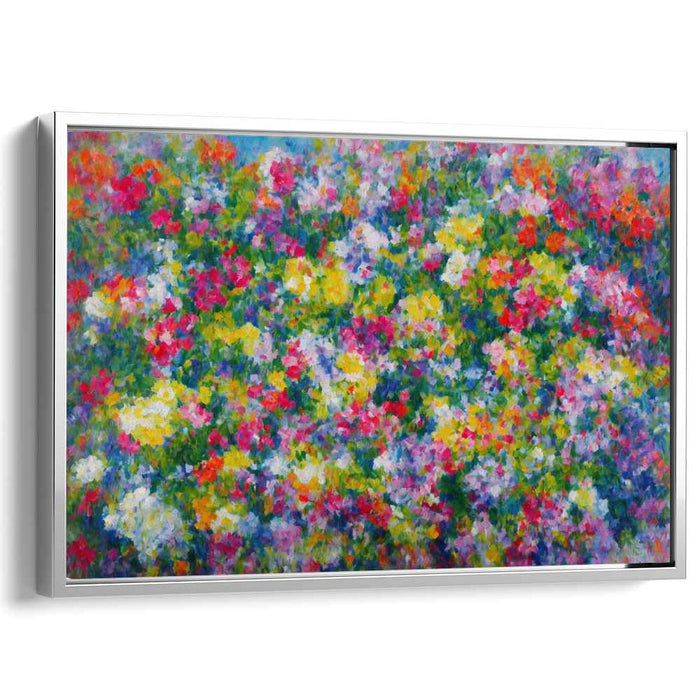 Stippled Bloomscape: Pointillist Garden Canvas Art Print