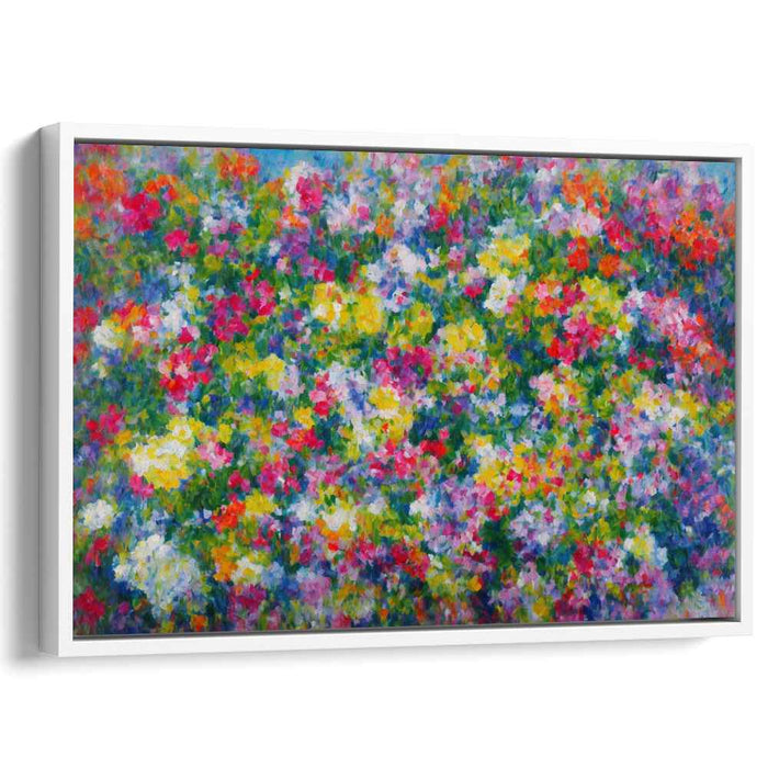 Stippled Bloomscape: Pointillist Garden Canvas Art Print